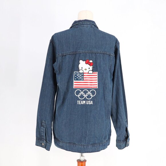 NWT Hello Kitty X Team USA Olympics Denim Chore Jacket Unisex UO Size S - Picture 6 of 11